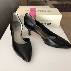 Brand new black pointed toe heels with open arch.
